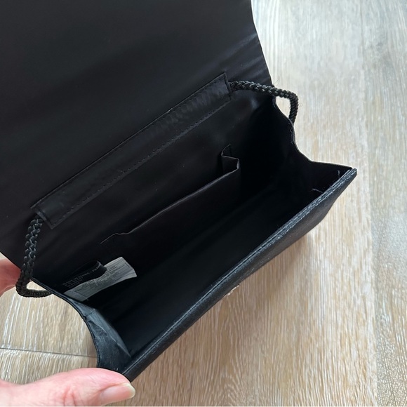 Vintage 80's Black Clutch with Rhinestones Formal Party Bridal - Picture 4 of 12